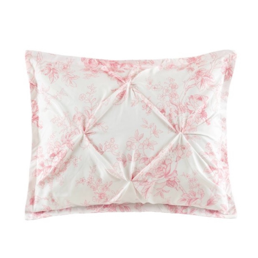 NWT Armoire Collection Standard Toile Floral Pillow Sham Pink